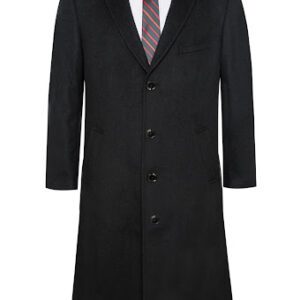 Men's Premium Black Cashmere Topcoat Outerwear Overcoat