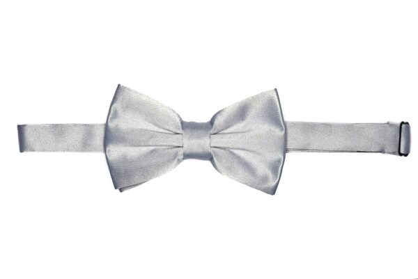 Premium Solid Light Gray-Silver Bowtie Pocket Square 4 Piece Set