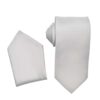 Premium Solid Light Gray-Silver NeckTie Pocket Square 4 Piece Set