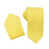 Premium Solid Yellow Necktie Pocket Square 4 Piece Set