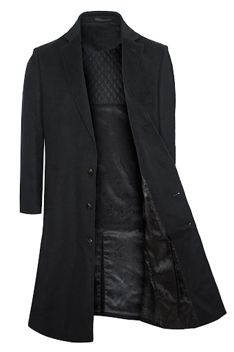 Premium Black Wool and Cashmere Topcoat Outerwear Overcoat