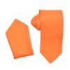 Premium Solid Orange Necktie Pocket Square 4 Piece Set Premium Solid Orange Necktie Pocket Square 4 Piece Set