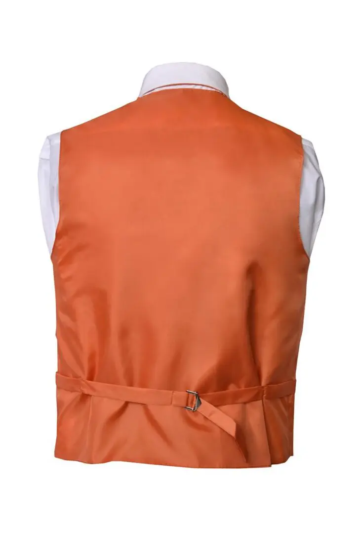 Premium Solid Orange Vest Pocket Square 4 Piece Set