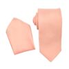 Premium Solid Peach Necktie Pocket Square 4 Piece Set