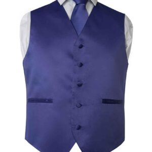 Premium Solid Purple Vest and Necktie Pocket Square 4 Piece Set