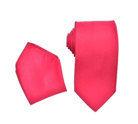 Solid Hot Pink NeckTie Set for Suits & Tuxedos