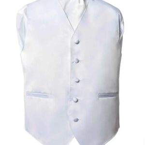 Men's Premium white Solid Vest And Necktie for Suits & Tuxedos