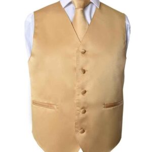 Men's Premium Gold Solid Vest for Suits & Tuxedos