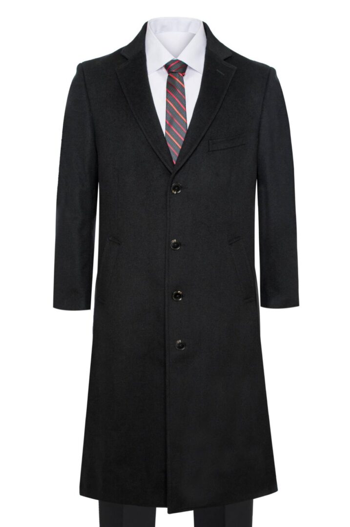 Men's Premium Black 100% Wool and Cashmere Long Jacket-Wool and ...