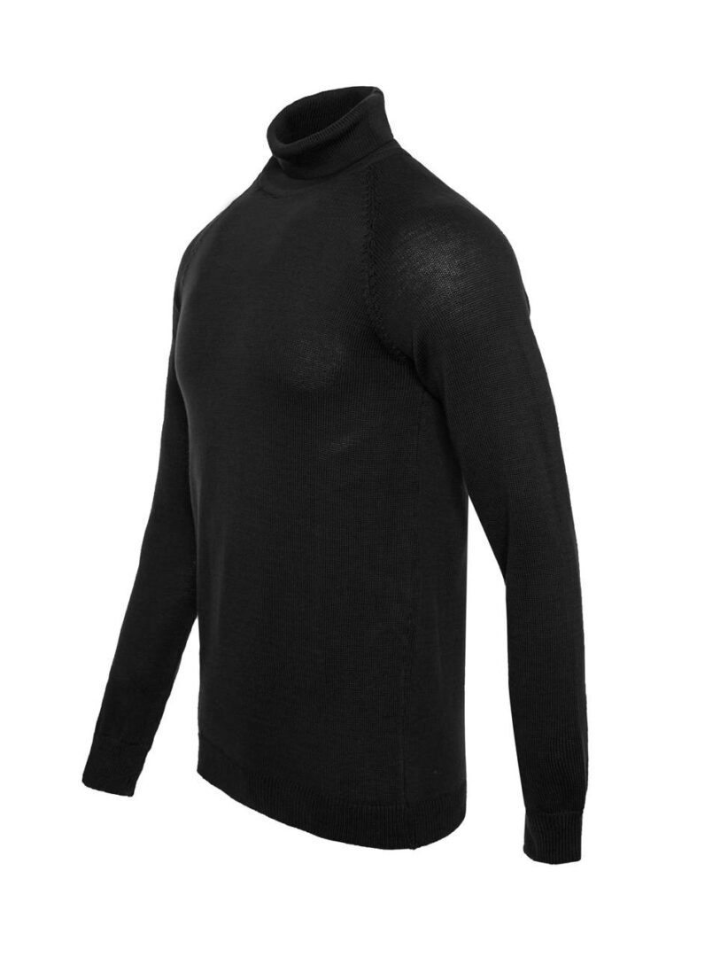 Premium Black Slim Fit Knitted Pullover Turtleneck Sweater