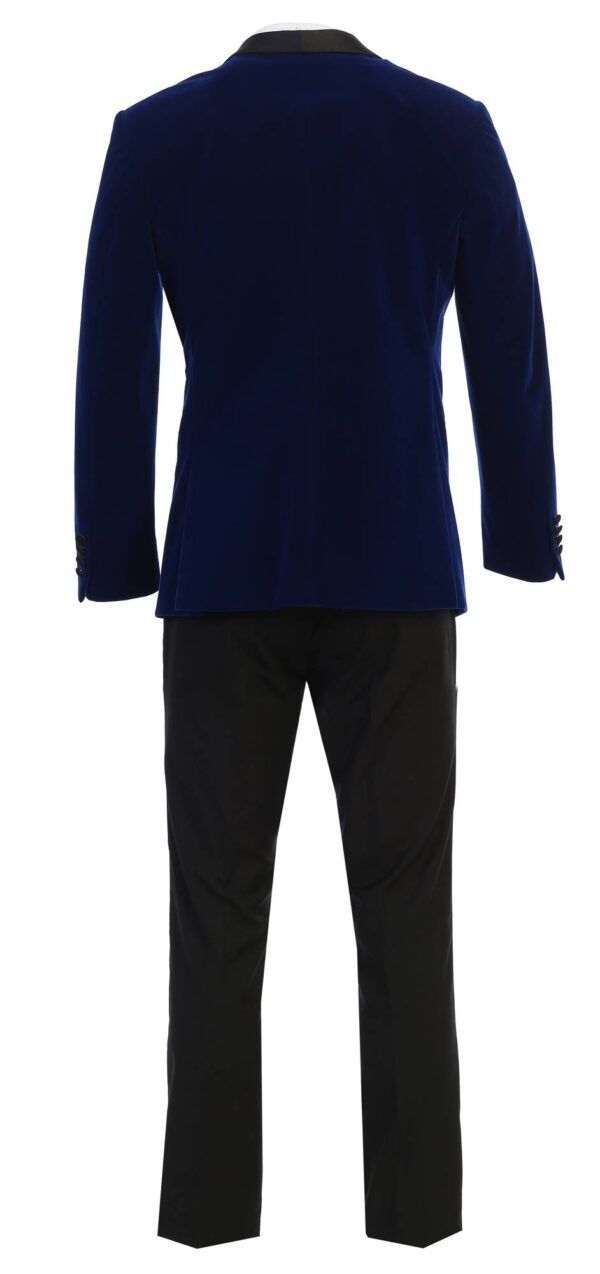 Premium Navy Blue on Black Shawl Lapel Tuxedo Set Slim Fit Design