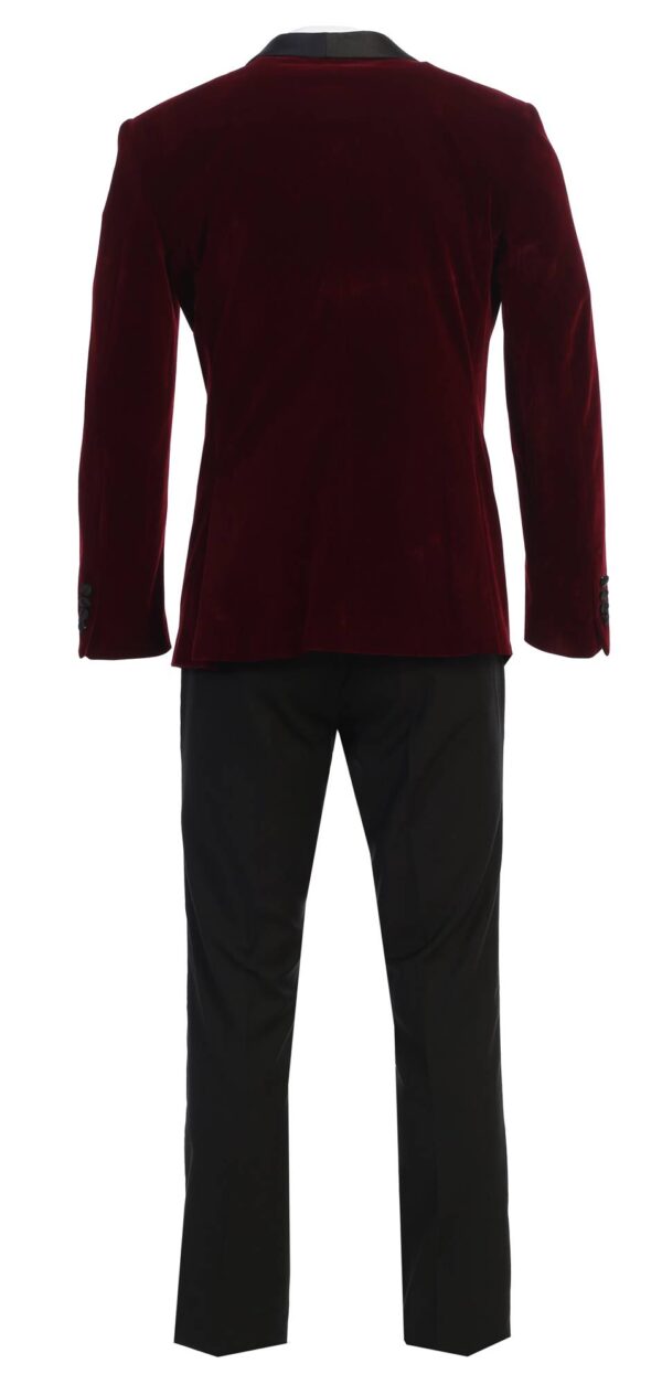 Red on Black Slim fit Five Piece Shawl Lapel Tuxedo Stunning Design