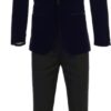 Men’s navy blue velvet tuxedo jacket with black shawl lapel Slim fit navy velvet dinner jacket for men Luxury navy blue velvet blazer for weddings and prom Men’s formal navy velvet tuxedo coat Black shawl lapel velvet tuxedo jacket by King Formal Wear Modern slim fit navy blue velvet dinner jacket for black tie events