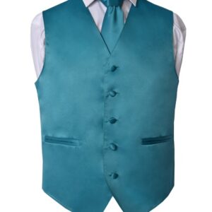 Men's Premium Tael Solid Vest and NeckTie for Suits & Tuxedos