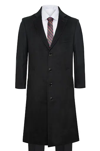 Cashmere Long Jacket-Wool Black Formal Wear