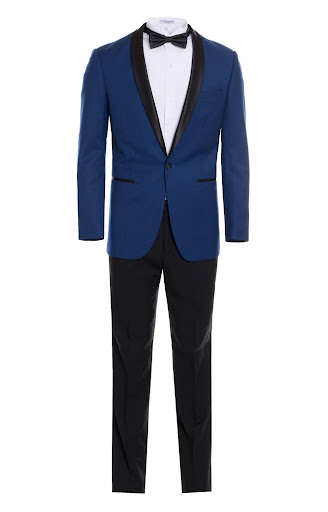 Men's Premium indigo blue with Black Slim Fit Shawl Lapel Tuxedo