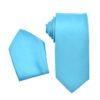 Men’s Aqua Solid NeckTie Pocket Square Set