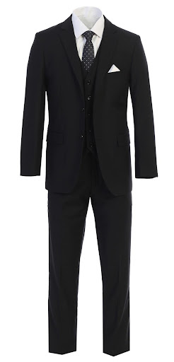 Modern Fit black Three Piece Two Button Suit.