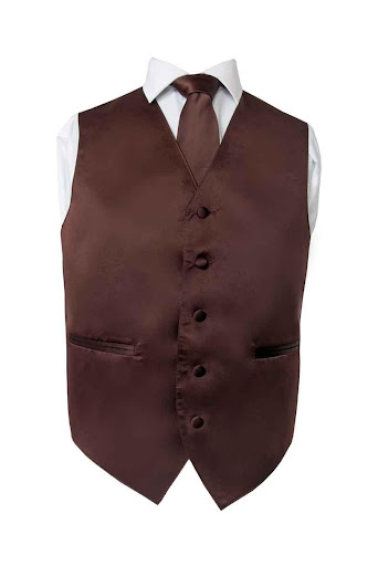 Men's Premium Solid Brown Vest & NeckTie For Suits
