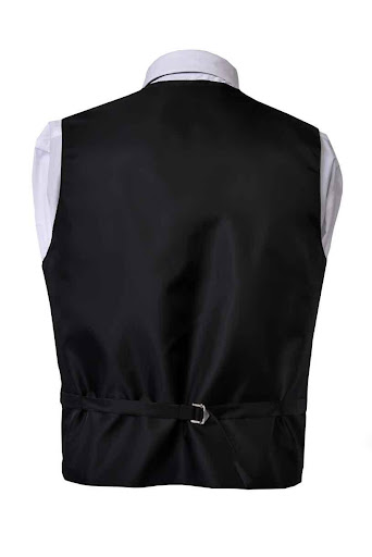 Men's Premium Solid Black Vest & NeckTie For Suits