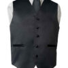 Premium Black Solid Vest & Necktie For Suits & Tuxedos