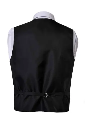 Black Solid Vest NeckTie 4 Piece Set for Suits