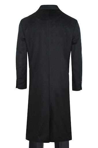 Men's Black Long Jacket-Wool and Cashmere Topcoat