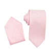 Pink Solid NeckTie Bow Tie Set for Suits & Tuxedos
