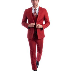 burgundy Slim Fit Three Piece Two Button Suit