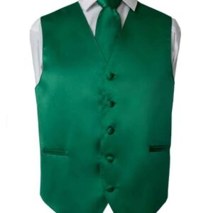 Emerald Green Vest NeckTie Set for Suits