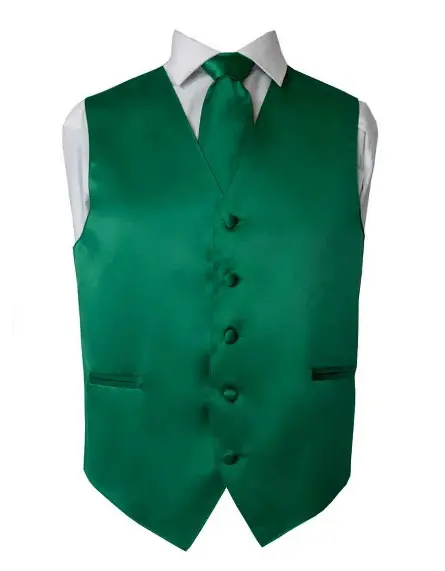 Emerald Green Vest NeckTie Set for Suits