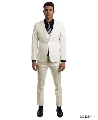 White Slim Fit Three Piece Two Button Suit