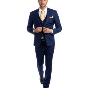Navy Blue Slim Fit Three Piece Two Button Suit