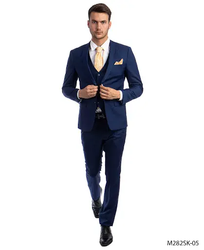Navy Blue Slim Fit Three Piece Two Button Suit