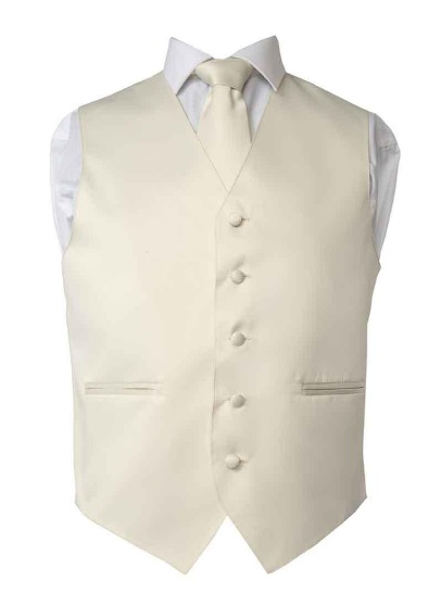 Solid Off-White Vest Set for Suits & Tuxedos
