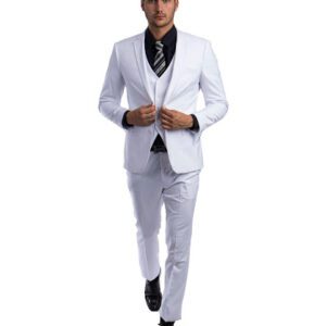 Egg White Slim Fit Three Piece Two Button Suit