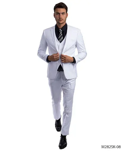 Egg White Slim Fit Three Piece Two Button Suit