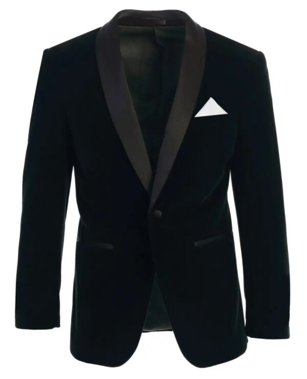 Black Slim Fit Shawl Lapel Velvet Tuxedo Jacket