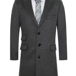 Dark Grey Wool and Cashmere Long Jacket Wool