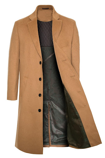 Camel Light Brown 100% Wool and Cashmere Long Jacket Wool