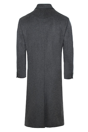 Dark Grey 100% Wool and Cashmere Long Jacket Wool and Cashmere
