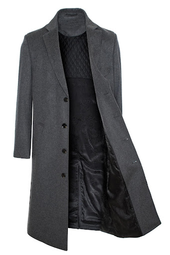 Charcoal Gray Long Jacket-Wool and Cashmere Carcoat Overcoat