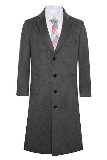 Men's Premium Charcoal Gray Long Jacket Wool and Cashmere Carcoat