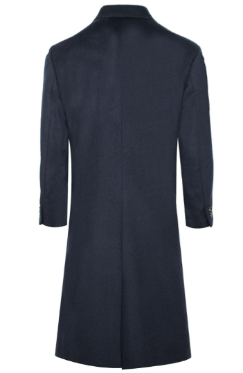 Premium Dark Blue 100% Wool Long and cashmere jacket