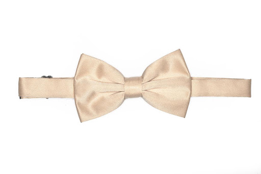 Beige Nude Champagne Bow Tie with Pocket Square Set