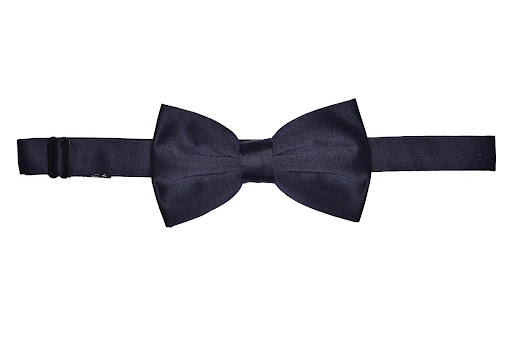 Dark Blue Bow Tie with Matching Pocket Square Set