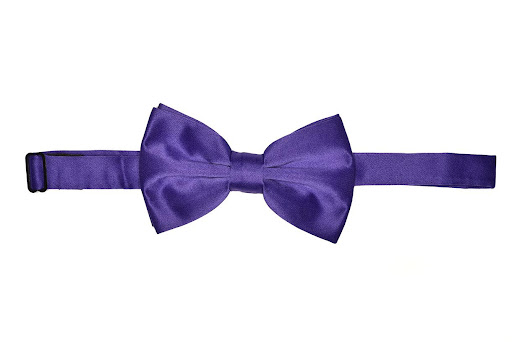 Purple Bow Tie with Matching Pocket Square Set