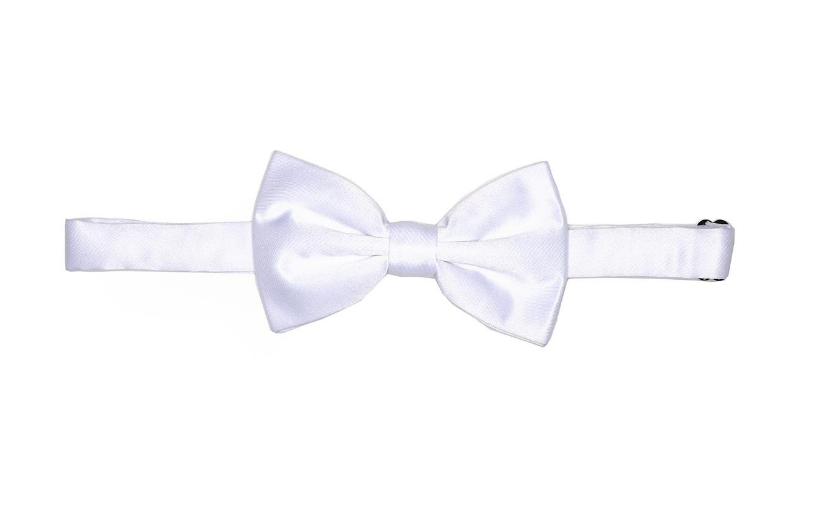 Premium Solid White Bow Tie with Matching Pocket Square Set