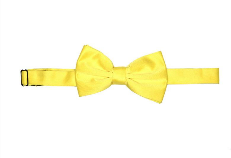 Men's Premium Solid Yellow Bow Tie with Matching Pocket Square