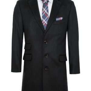 Men’s black wool and cashmere car coat Camel wool cashmere winter car coat for men Charcoal gray formal wool jacket Navy blue men’s winter outerwear coat Men’s wool car coat over suit Premium winter formal car coat by King Formal Wear